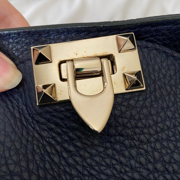 Medium Valentino Garavani Rockstud Tote Navy Grainy Leather RARE COLOR - Picture 11 of 16